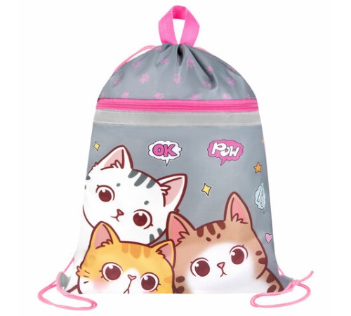 Мешок для обуви BRAUBERG, с петлей, светоотражающая полоса, 2 отделения, 46х36 см, 