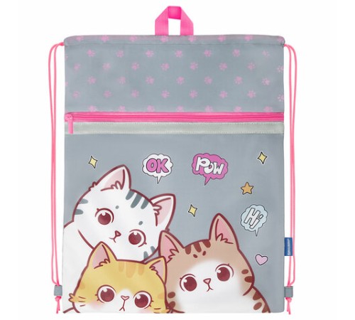 Мешок для обуви BRAUBERG, с петлей, светоотражающая полоса, 2 отделения, 46х36 см, 