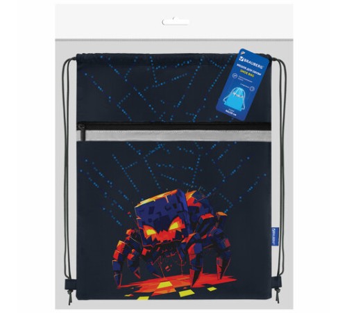 Мешок для обуви BRAUBERG, с петлей, светоотражающая полоса, 2 отделения, 46х36 см, 