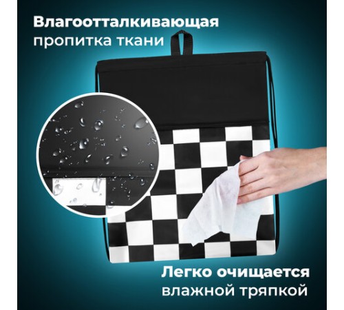 Мешок для обуви BRAUBERG БОЛЬШОЙ, с ручкой, карман на молнии, сетка, 49х41 см, 