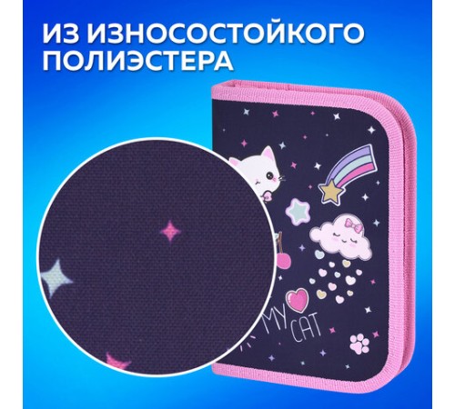 Пенал ПИФАГОР, 1 отделение, полиэстер, 19х13 см, 