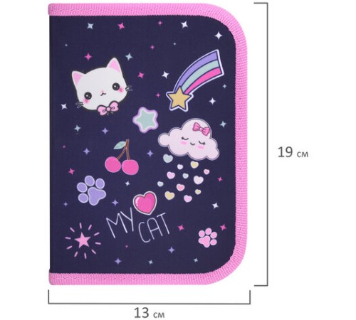 Пенал ПИФАГОР, 1 отделение, полиэстер, 19х13 см, 