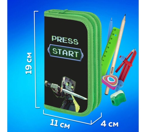 Пенал ПИФАГОР, 2 отделения, ламинированный картон, 19х11 см, 
