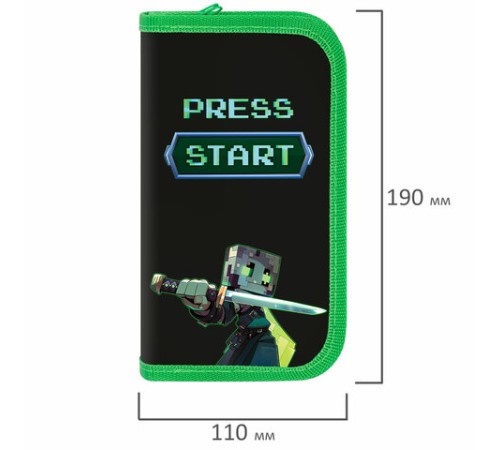 Пенал ПИФАГОР, 2 отделения, ламинированный картон, 19х11 см, 