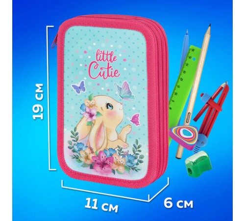 Пенал ПИФАГОР, 3 отделения, ламинированный картон, 19х11 см, 