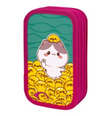 Пенал ЮНЛАНДИЯ, 3 отделения, картон с эффектом soft-touch, 19х11 см, 