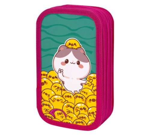 Пенал ЮНЛАНДИЯ, 3 отделения, картон с эффектом soft-touch, 19х11 см, 