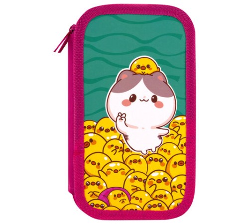 Пенал ЮНЛАНДИЯ, 3 отделения, картон с эффектом soft-touch, 19х11 см, 