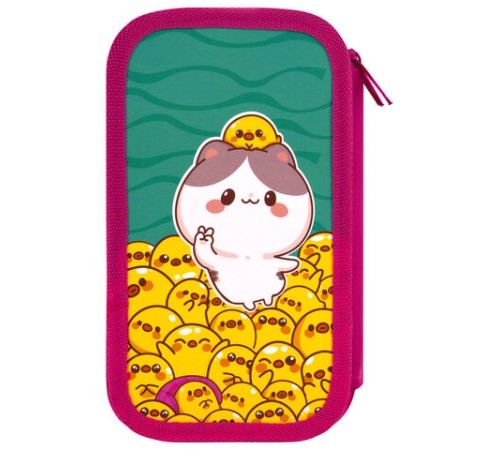 Пенал ЮНЛАНДИЯ, 3 отделения, картон с эффектом soft-touch, 19х11 см, 