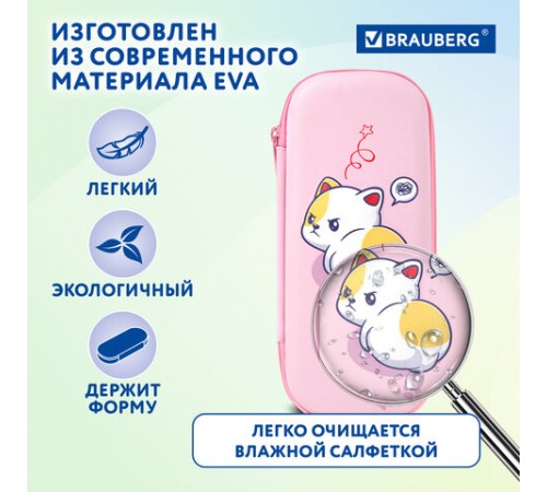 Пенал BRAUBERG, 1 отделение, 1 откидная планка, EVA, 22х10х5 см, 