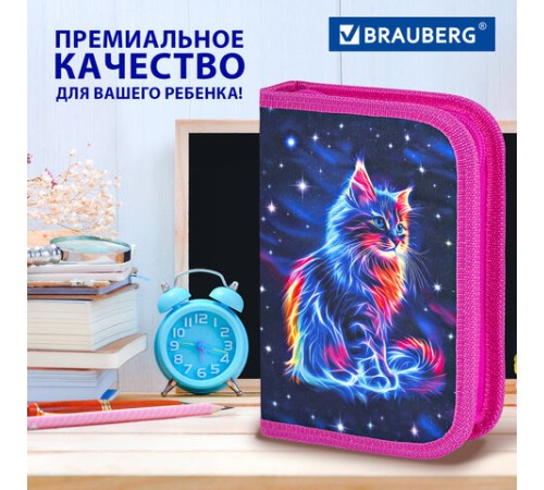 Пенал BRAUBERG, 1 отделение, полиэстер, 21х14 см, 