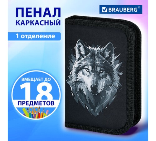 Пенал BRAUBERG, 1 отделение, полиэстер, 21х14 см, 
