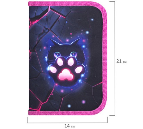 Пенал BRAUBERG, 1 отделение, 1 откидная планка, полиэстер, 21х14 см, 