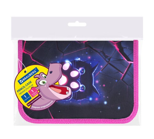 Пенал BRAUBERG, 1 отделение, 1 откидная планка, полиэстер, 21х14 см, 