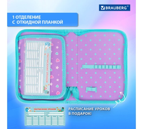 Пенал BRAUBERG, 1 отделение, 1 откидная планка, полиэстер, 21х14 см, 