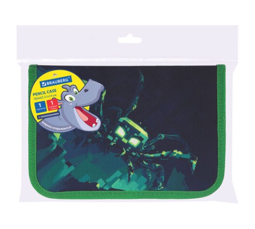 Пенал BRAUBERG, 1 отделение, 1 откидная планка, полиэстер, 21х14 см, 
