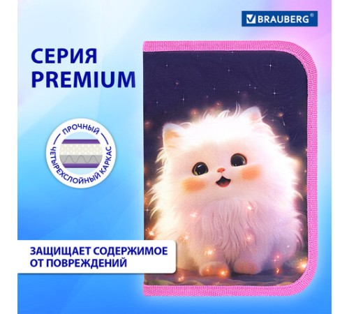 Пенал BRAUBERG, 1 отделение, 2 откидные планки, полиэстер, 21х14 см, 