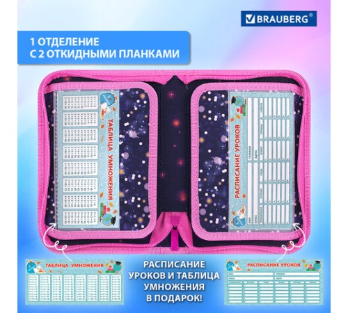 Пенал BRAUBERG, 1 отделение, 2 откидные планки, полиэстер, 21х14 см, 