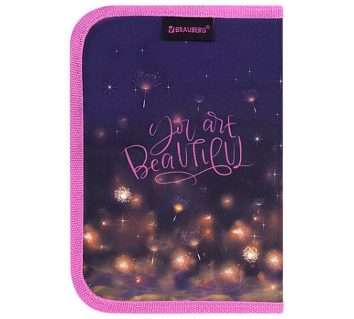 Пенал BRAUBERG, 1 отделение, 2 откидные планки, полиэстер, 21х14 см, 