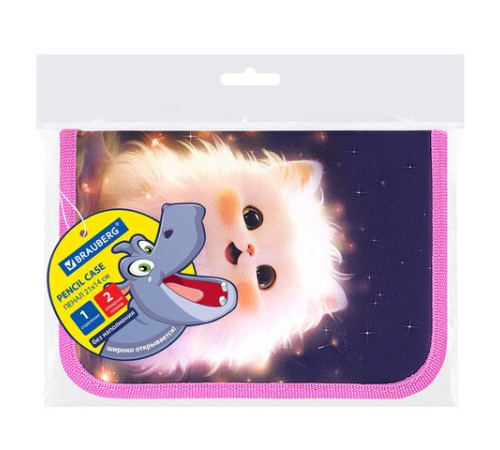 Пенал BRAUBERG, 1 отделение, 2 откидные планки, полиэстер, 21х14 см, 