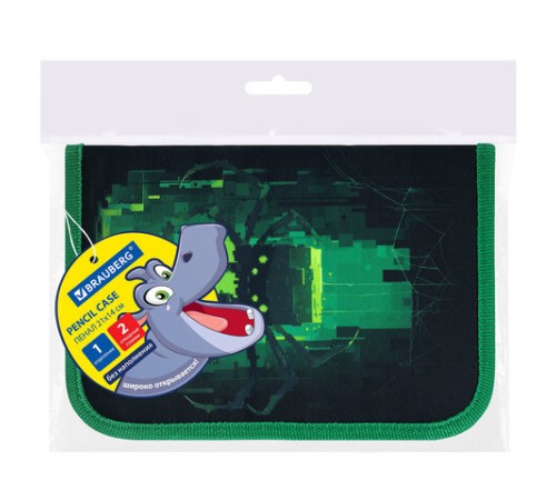 Пенал BRAUBERG, 1 отделение, 2 откидные планки, полиэстер, 21х14 см, 