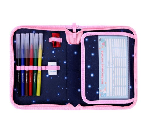 Пенал BRAUBERG с наполнением, 1 отделение, 1 откидная планка, 24 предмета, 21х14 см, 