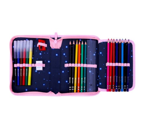 Пенал BRAUBERG с наполнением, 1 отделение, 1 откидная планка, 24 предмета, 21х14 см, 