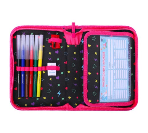 Пенал BRAUBERG с наполнением, 1 отделение, 1 откидная планка, 24 предмета, 21х14 см, 