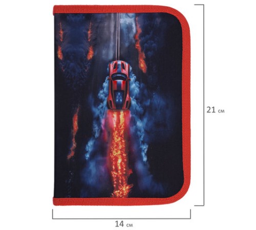 Пенал BRAUBERG с наполнением, 1 отделение, 1 откидная планка, 24 предмета, 21х14 см, 