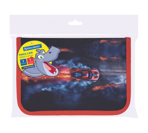 Пенал BRAUBERG с наполнением, 1 отделение, 1 откидная планка, 24 предмета, 21х14 см, 