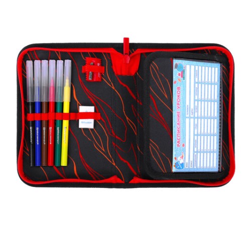 Пенал BRAUBERG с наполнением, 1 отделение, 1 откидная планка, 24 предмета, 21х14 см, 