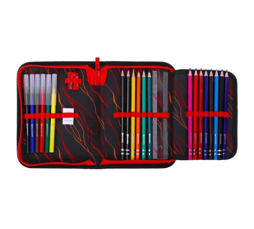 Пенал BRAUBERG с наполнением, 1 отделение, 1 откидная планка, 24 предмета, 21х14 см, 