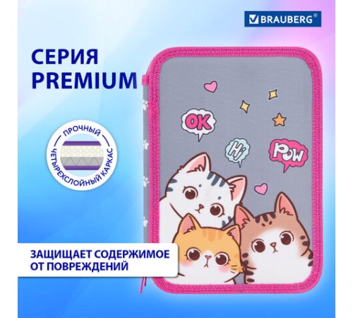 Пенал BRAUBERG, 2 отделения, полиэстер, 21х14 см, 