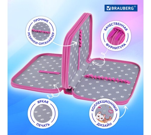 Пенал BRAUBERG, 2 отделения, полиэстер, 21х14 см, 