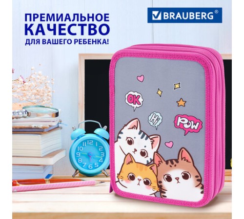 Пенал BRAUBERG, 2 отделения, полиэстер, 21х14 см, 