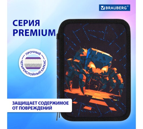 Пенал BRAUBERG, 2 отделения, полиэстер, 21х14 см, 