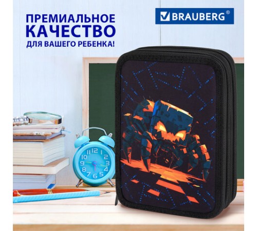 Пенал BRAUBERG, 2 отделения, полиэстер, 21х14 см, 