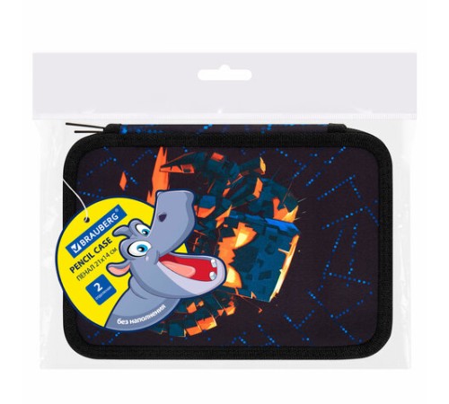 Пенал BRAUBERG, 2 отделения, полиэстер, 21х14 см, 