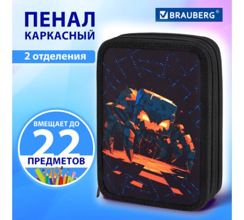 Пенал BRAUBERG, 2 отделения, полиэстер, 21х14 см, 