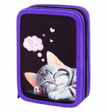 Пенал BRAUBERG, 3 отделения, полиэстер, 21х14 см, 