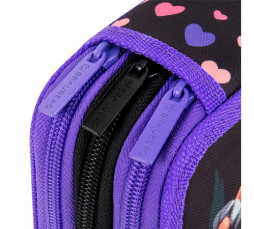 Пенал BRAUBERG, 3 отделения, полиэстер, 21х14 см, 