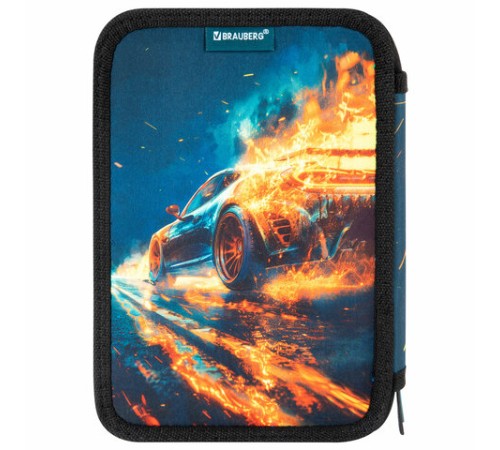 Пенал BRAUBERG, 3 отделения, полиэстер, 21х14 см, 