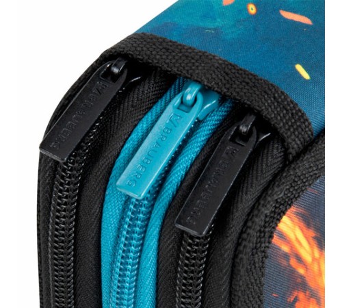 Пенал BRAUBERG, 3 отделения, полиэстер, 21х14 см, 