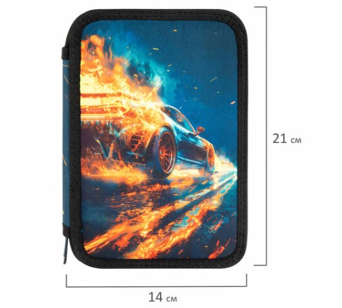 Пенал BRAUBERG, 3 отделения, полиэстер, 21х14 см, 