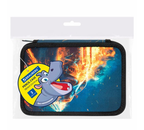 Пенал BRAUBERG, 3 отделения, полиэстер, 21х14 см, 