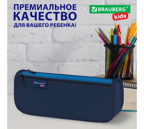 Пенал мягкий BRAUBERG KIDS, 2 отделения, полиэстер, 