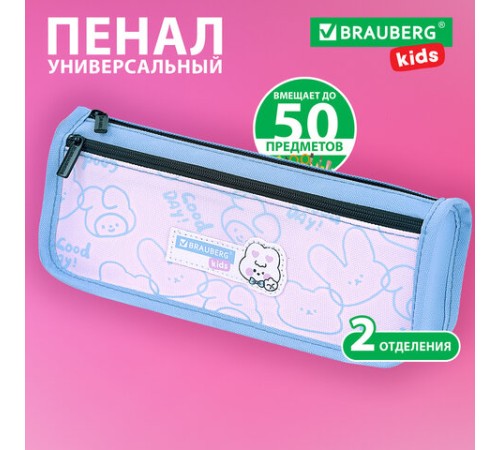 Пенал мягкий BRAUBERG KIDS, 2 отделения, полиэстер, 