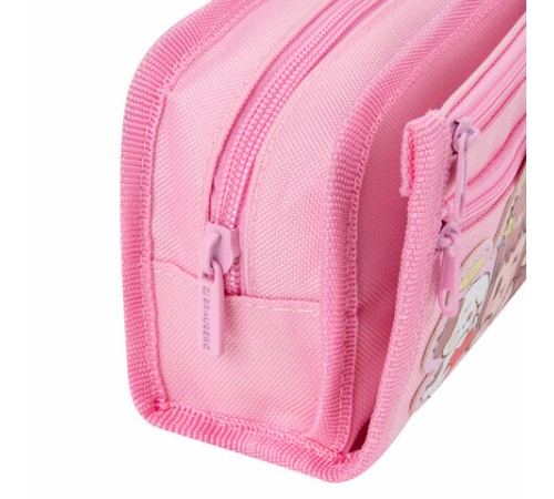 Пенал мягкий BRAUBERG KIDS, 3 отделения, кармашек на карабине, полиэстер, 