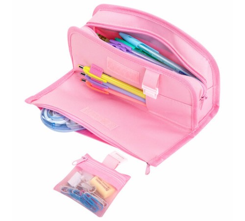 Пенал мягкий BRAUBERG KIDS, 3 отделения, кармашек на карабине, полиэстер, 