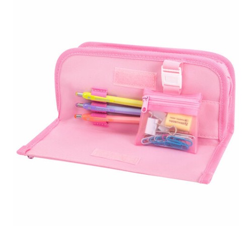 Пенал мягкий BRAUBERG KIDS, 3 отделения, кармашек на карабине, полиэстер, 